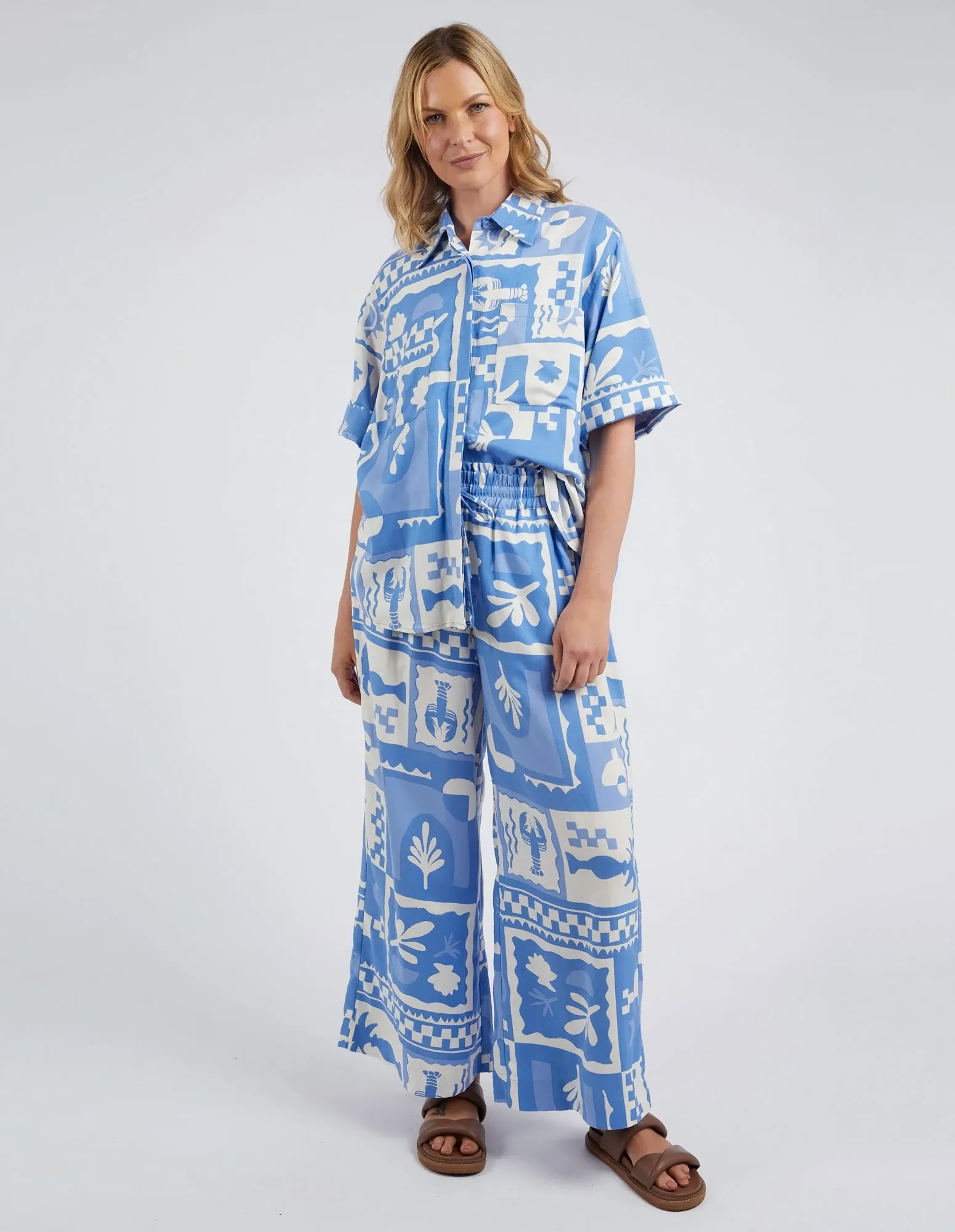 Holiday Sun Pant Cerulean Holiday Print