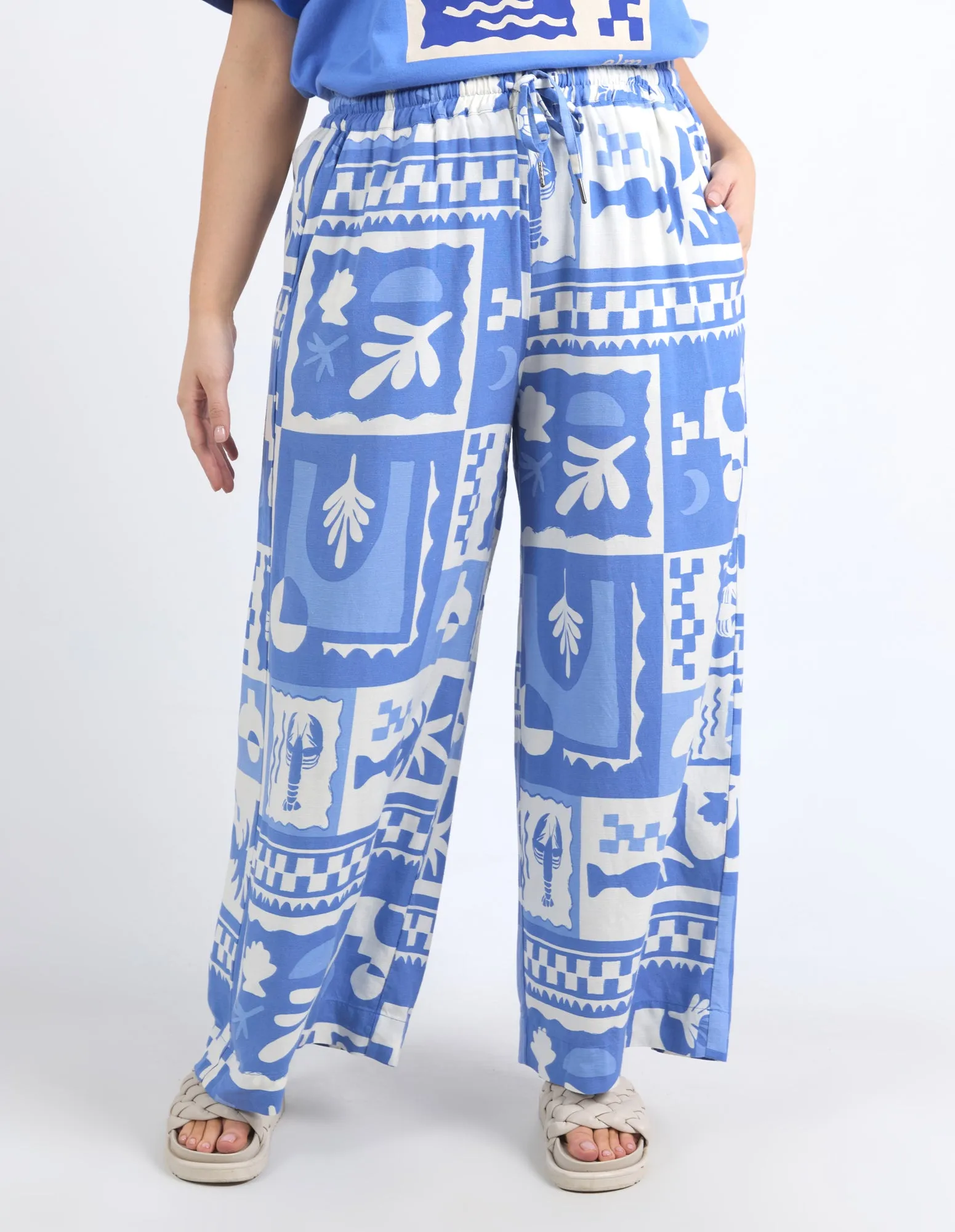 Holiday Sun Pant Cerulean Holiday Print