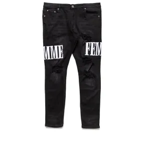 Homme Femme Letterman Denim - Black