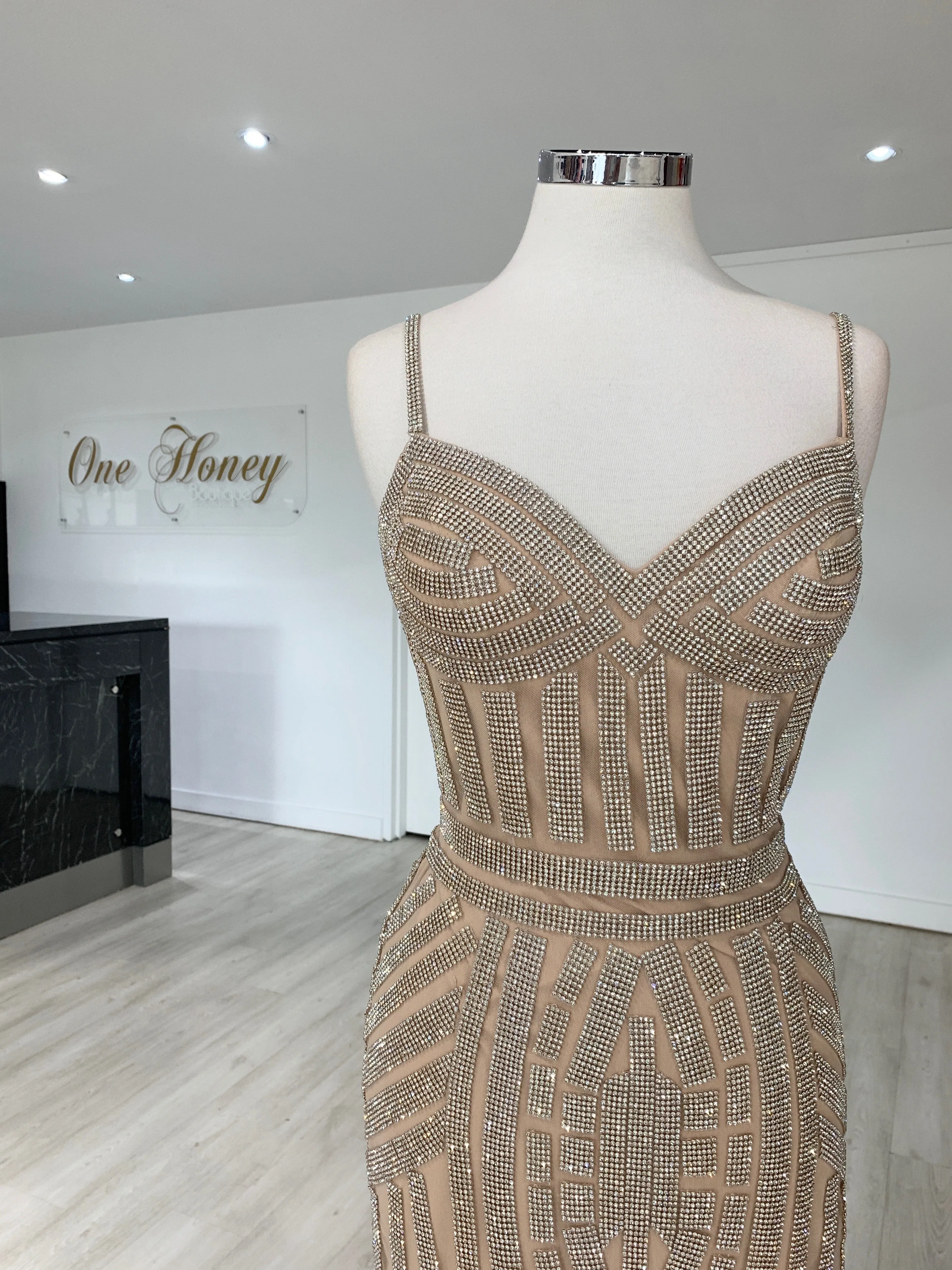 Honey Couture DIAMONDS Gold Sequin Mini Dress