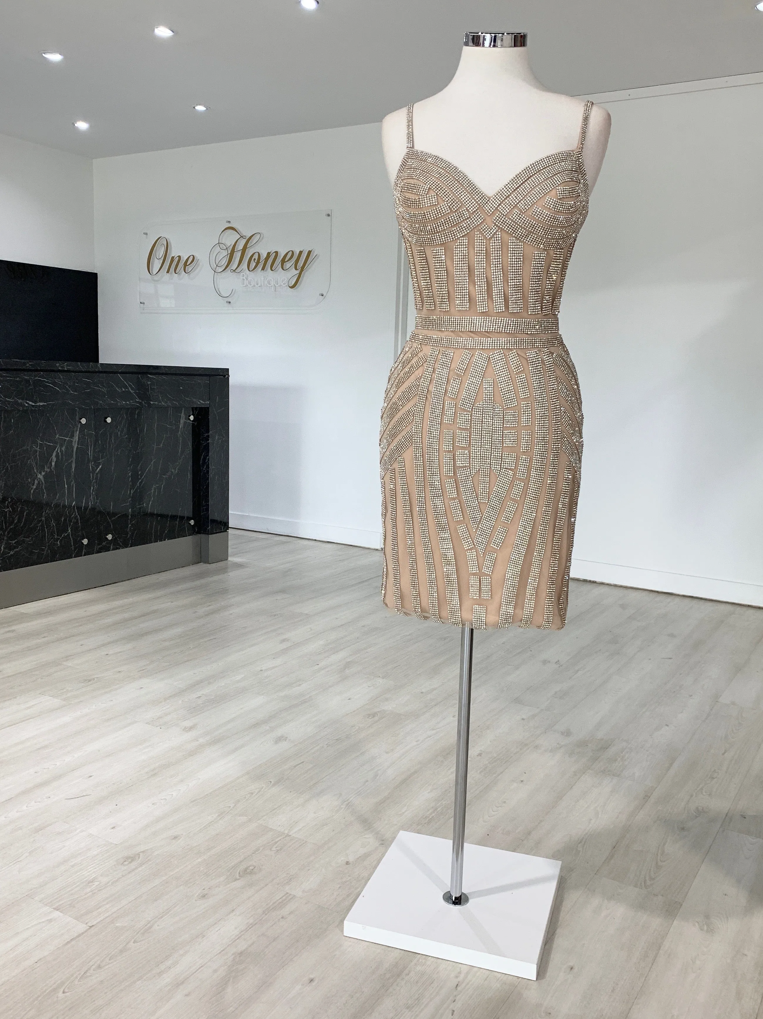 Honey Couture DIAMONDS Gold Sequin Mini Dress