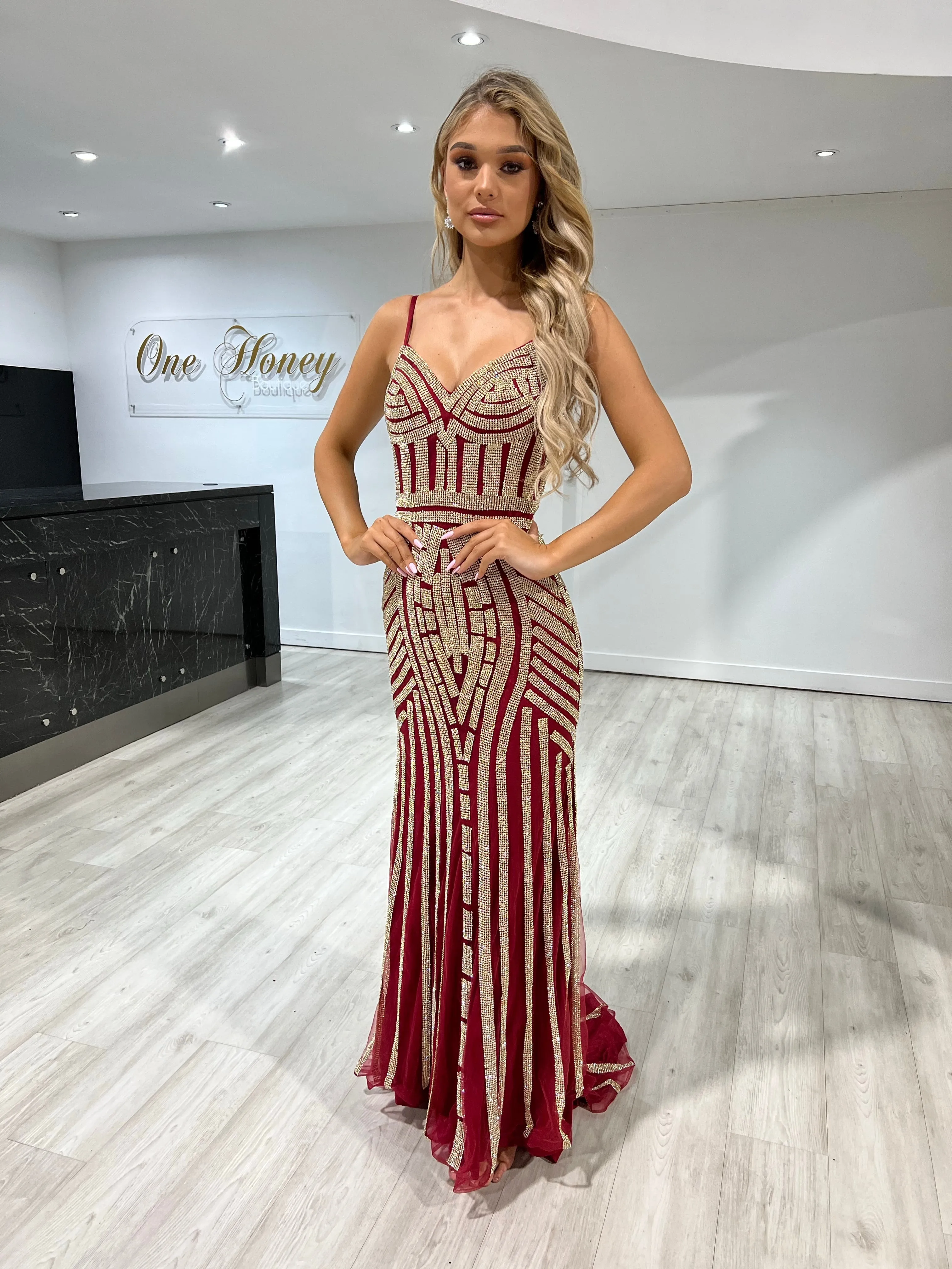 Honey Couture DIAMONDS Sequin Mermaid Formal Gown Dress