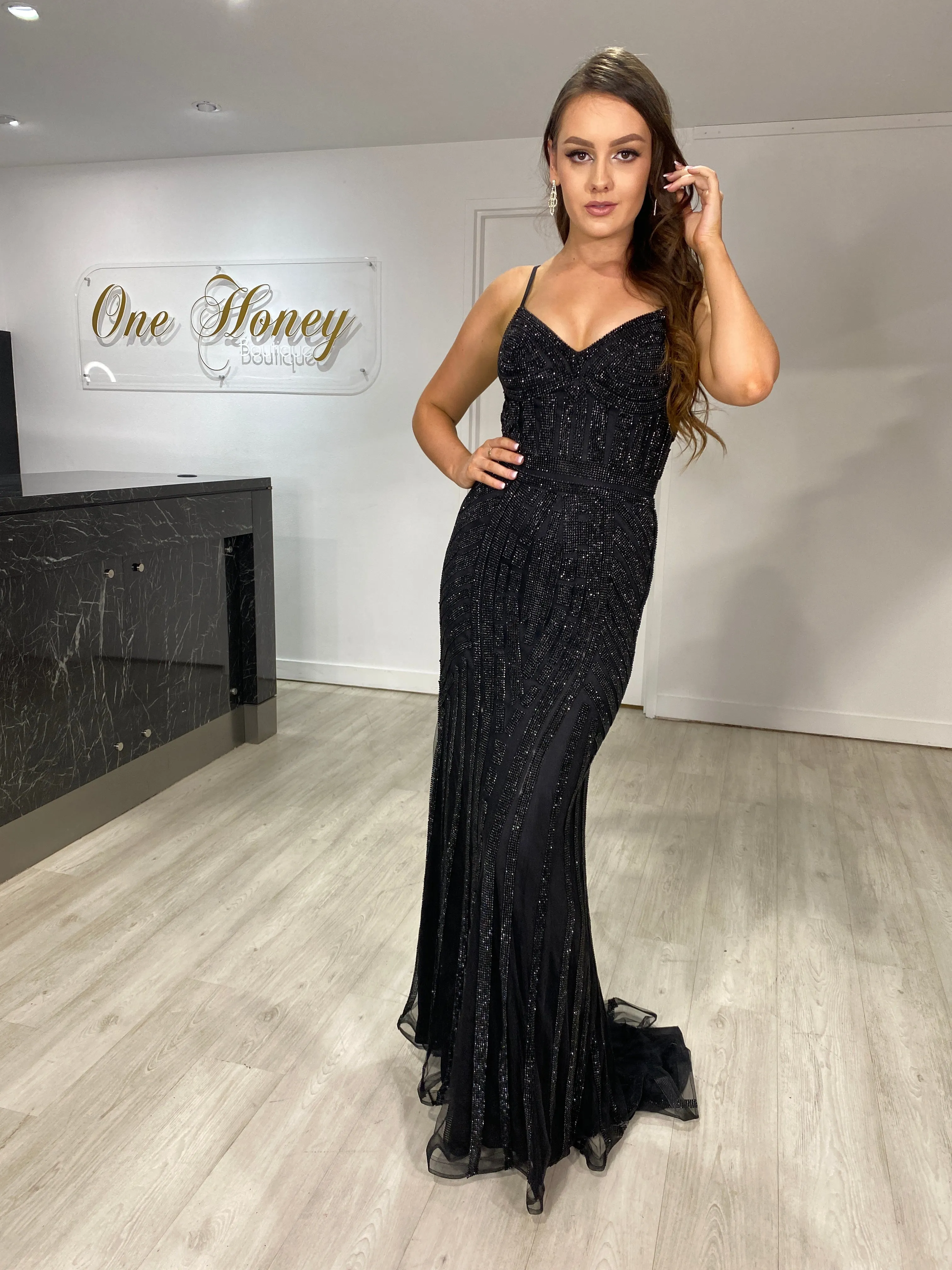 Honey Couture DIAMONDS Sequin Mermaid Formal Gown Dress