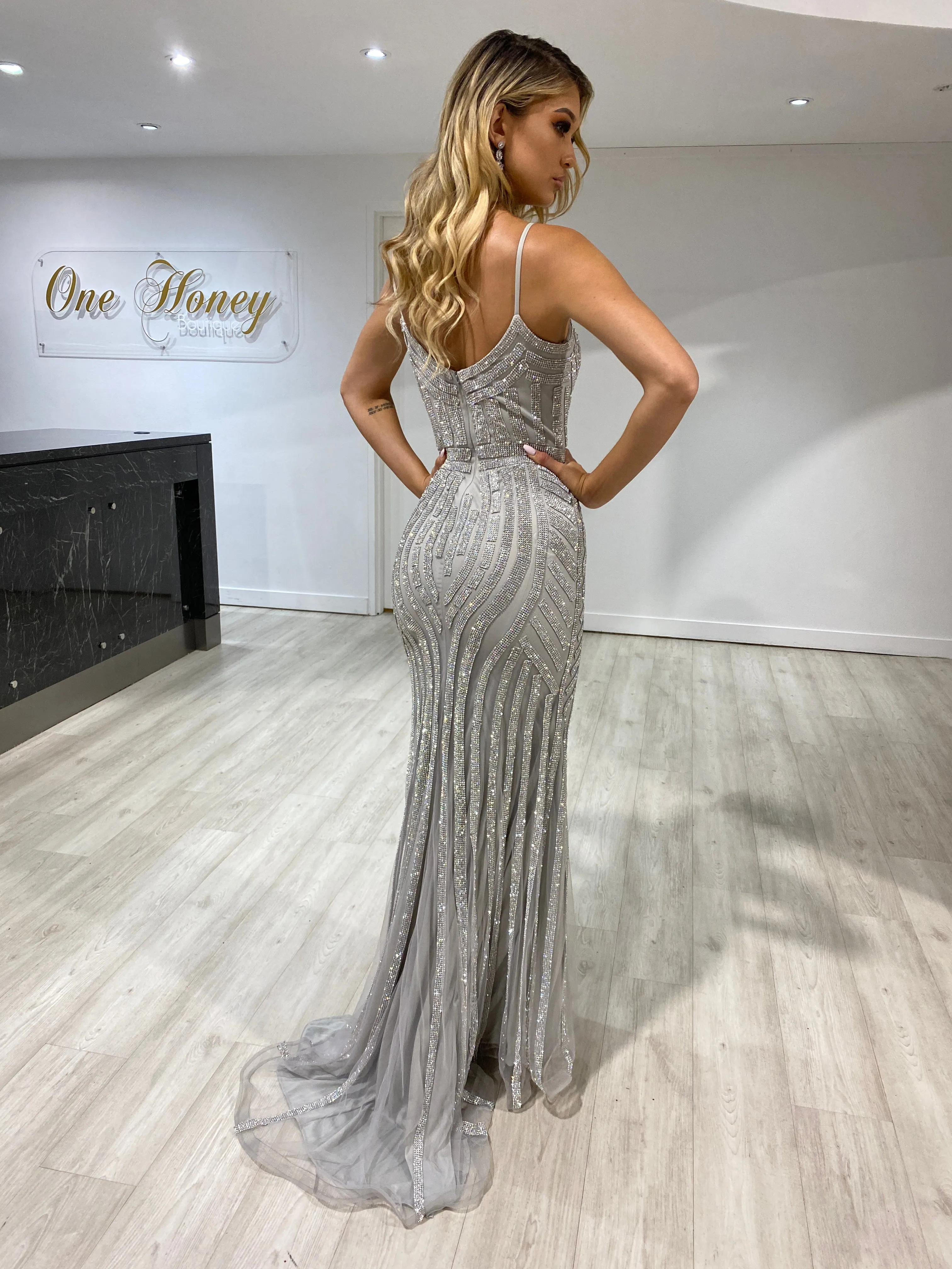 Honey Couture DIAMONDS Sequin Mermaid Formal Gown Dress