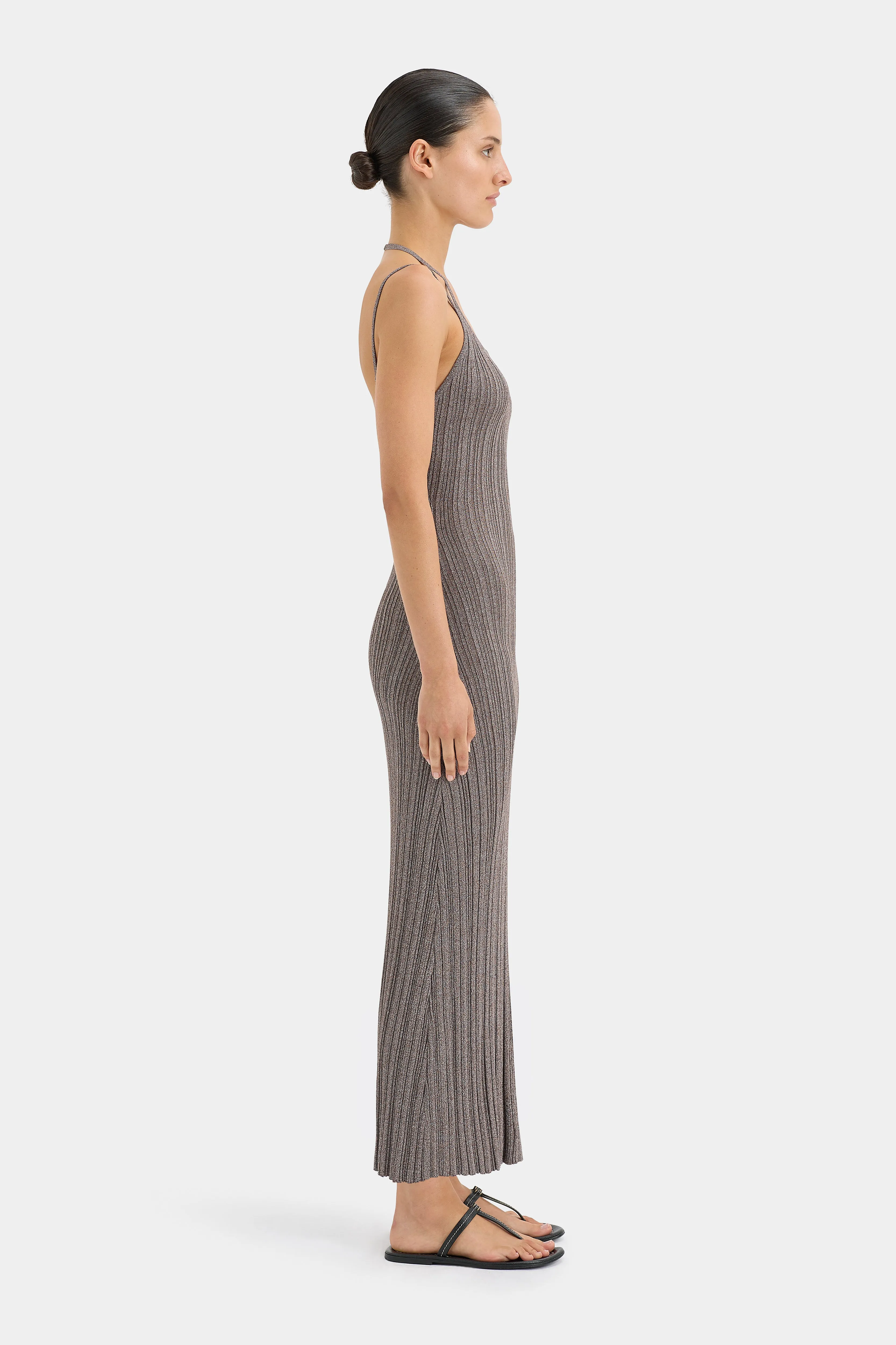 Impasto Ribbed Halter Maxi Dress