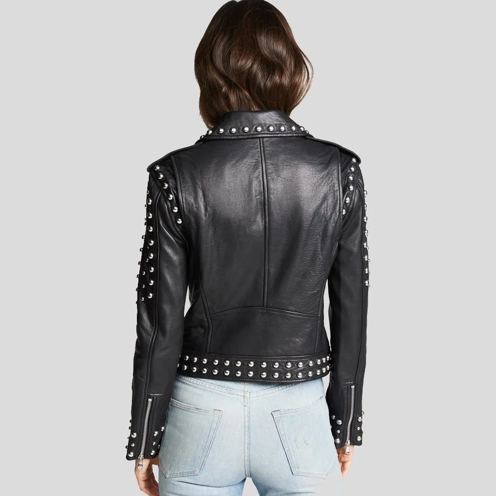 Jasmine Black Studded Leather Jacket