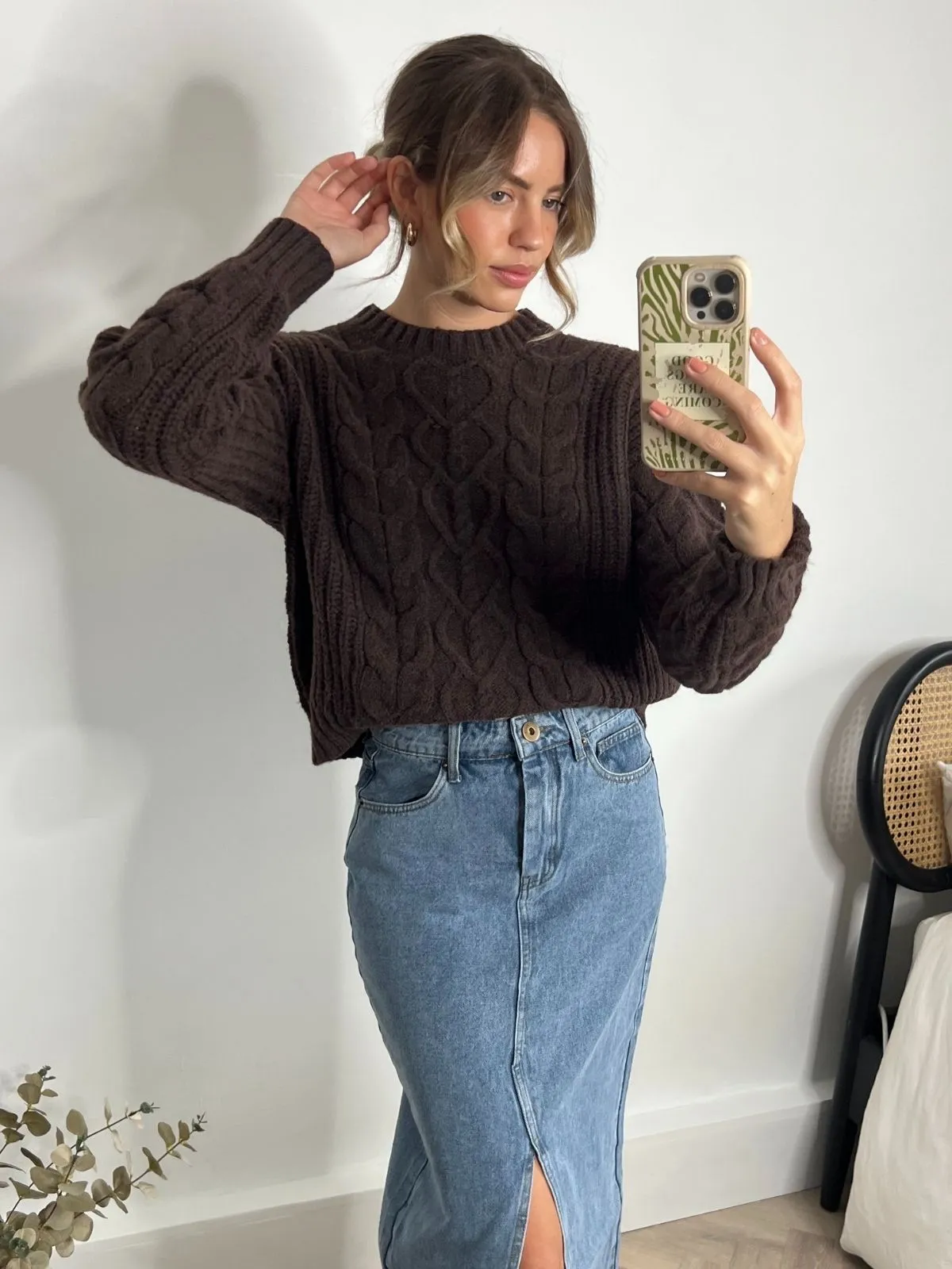 Juniper Chunky Cable Knit Jumper / Chocolate