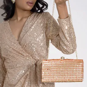 Laira Peach Sequin Clutch