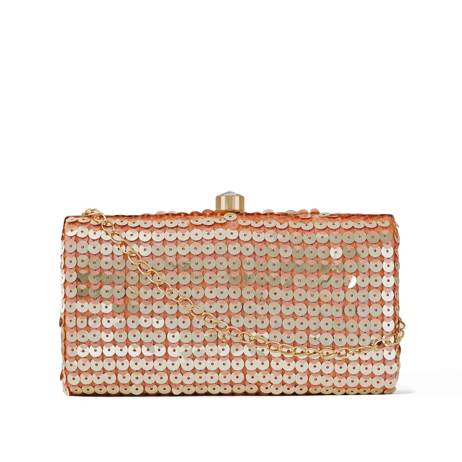 Laira Peach Sequin Clutch