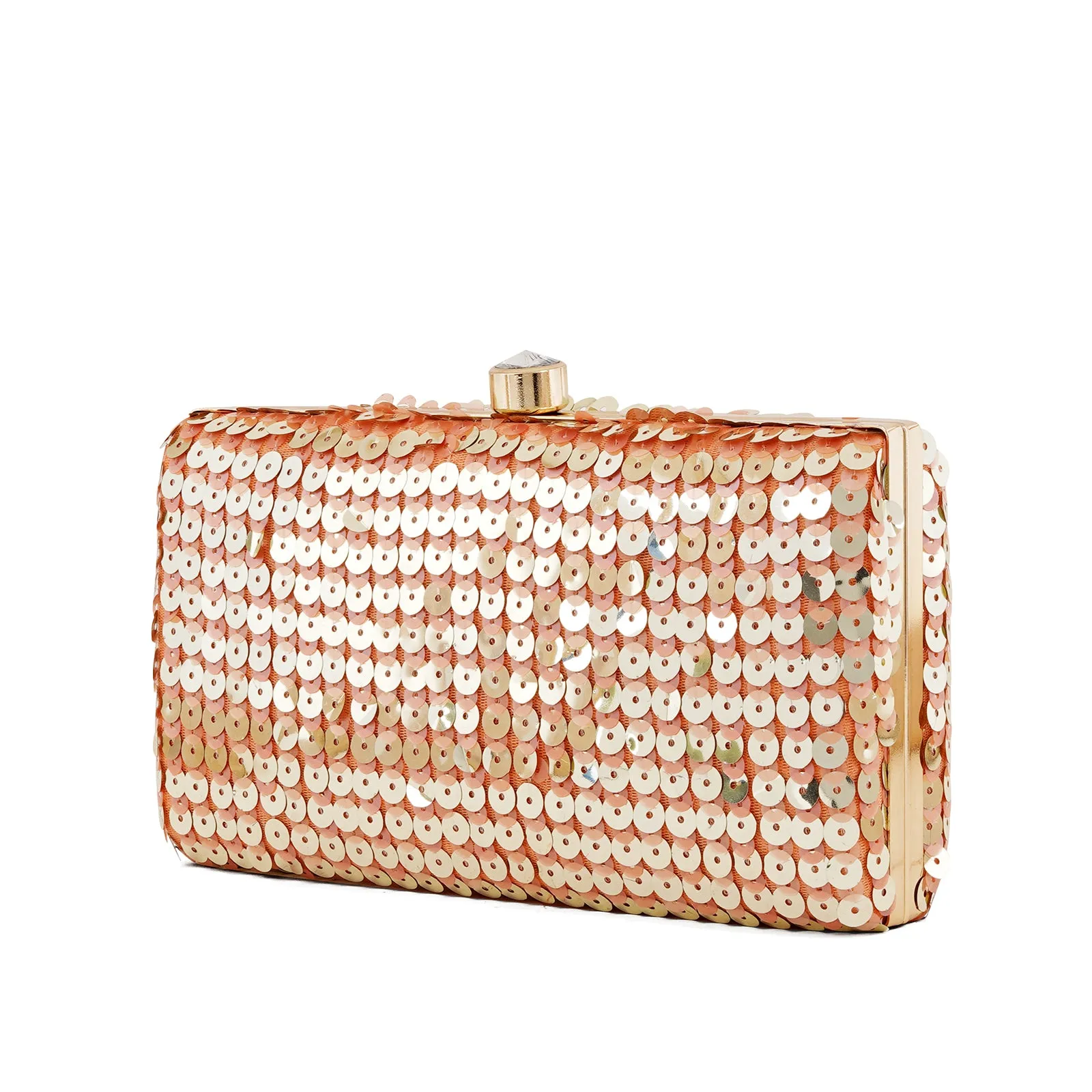 Laira Peach Sequin Clutch