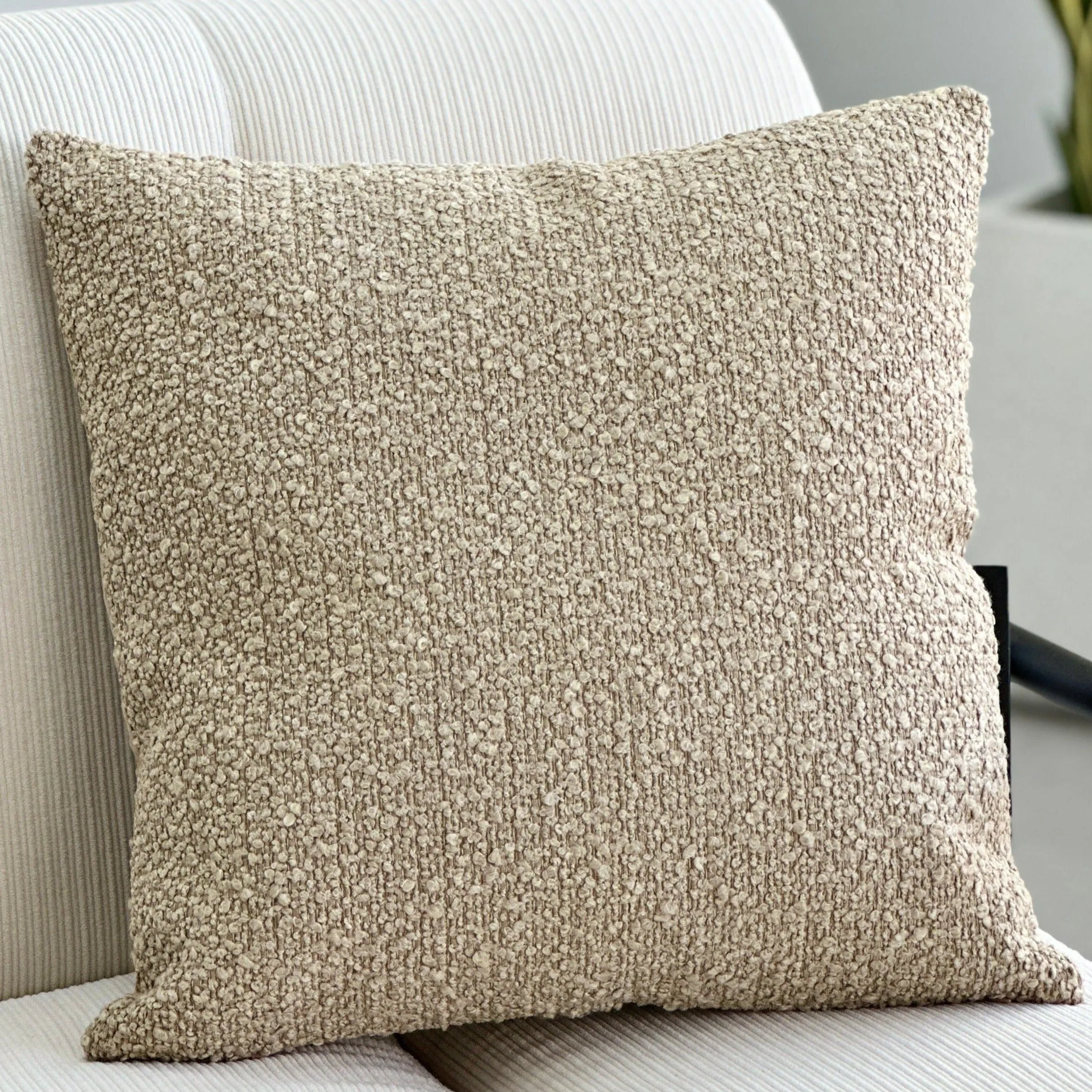 Large Bouclé Sand Square Pillow