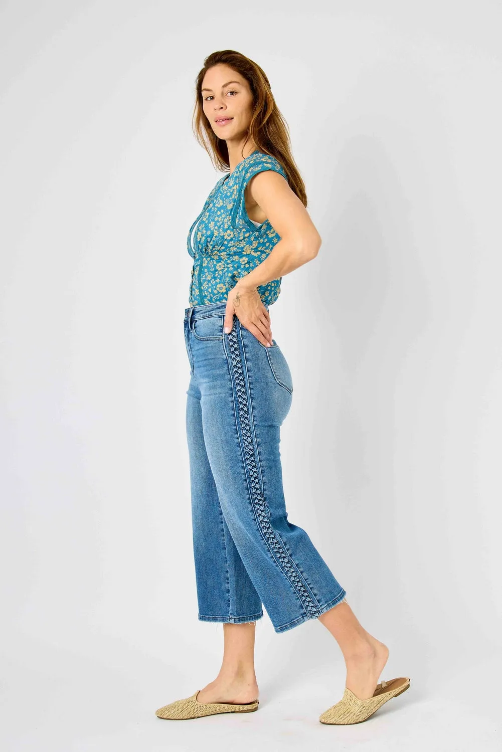 Laura High Rise Braid SS Detail Crop Wide - PLUS