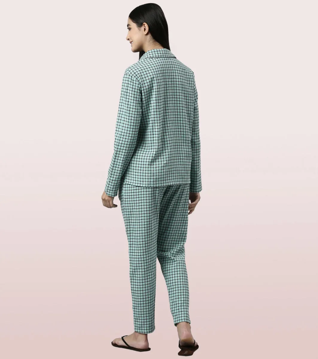 Lazy Pant Set | Cotton Flannel Woven Shirt And Pant Set