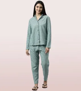 Lazy Pant Set | Cotton Flannel Woven Shirt And Pant Set