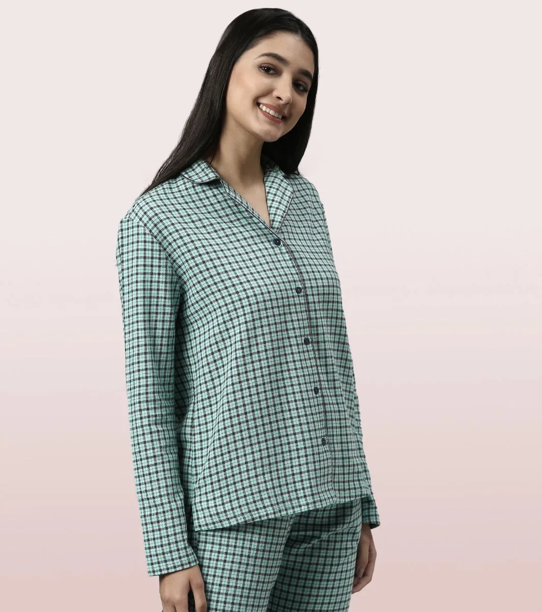 Lazy Pant Set | Cotton Flannel Woven Shirt And Pant Set