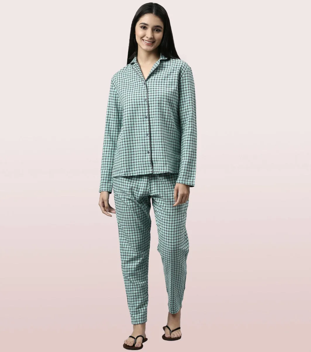 Lazy Pant Set | Cotton Flannel Woven Shirt And Pant Set