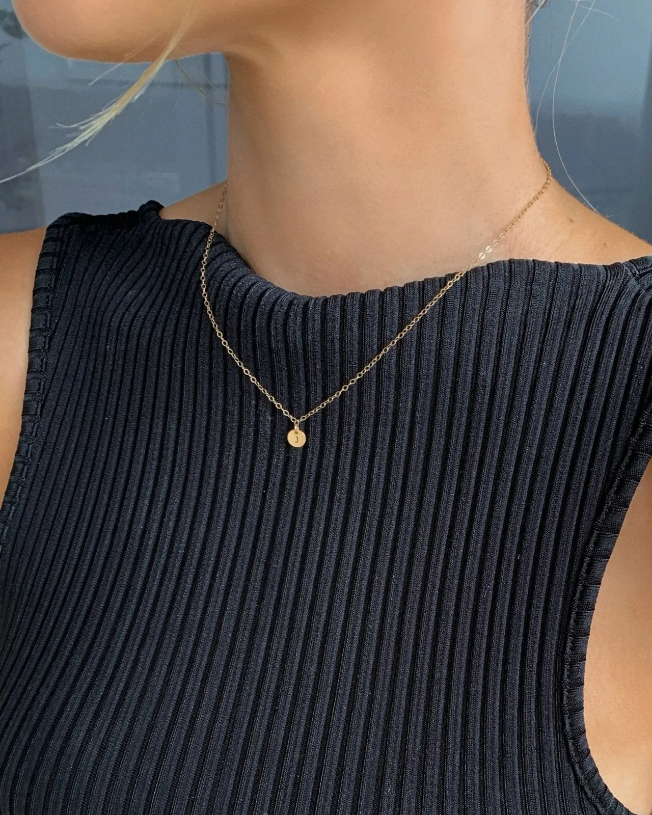 Letter Coin Necklace  - 14k Yellow Gold Fill