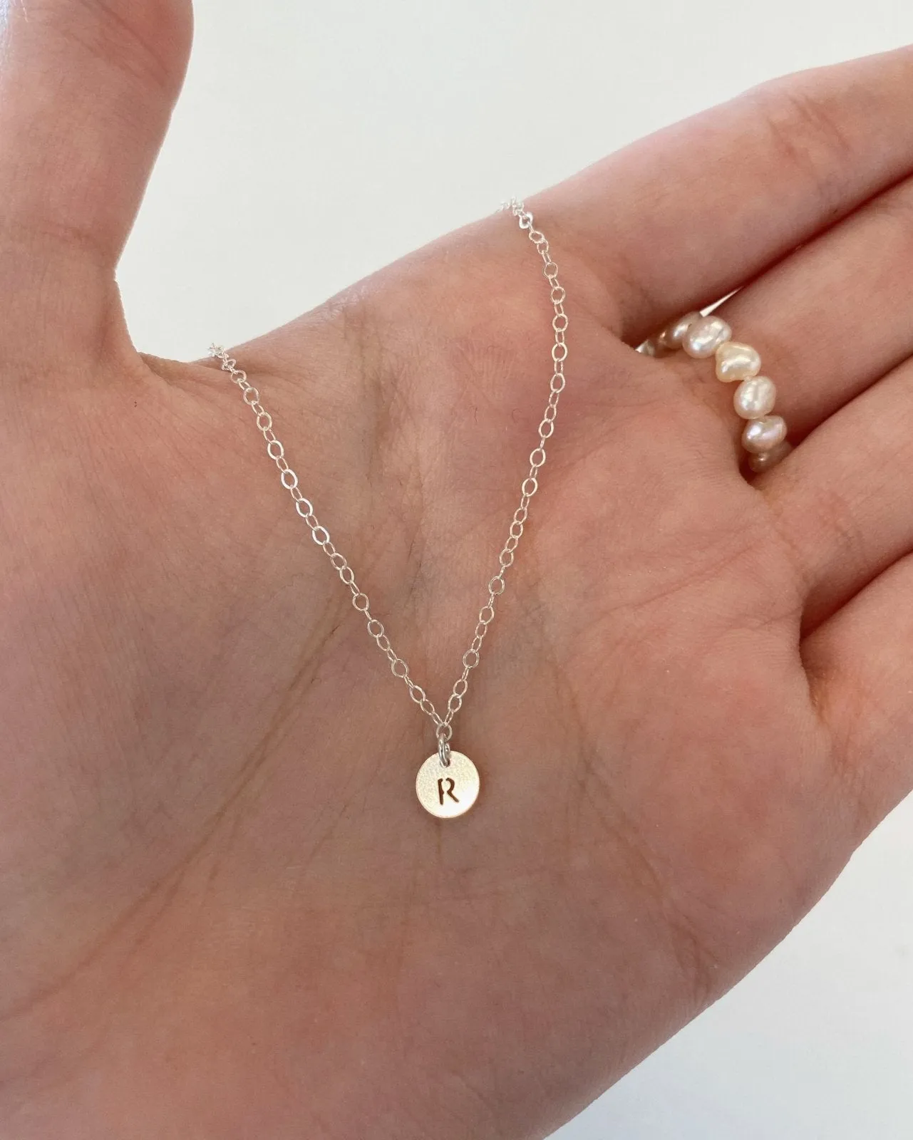 Letter Coin Necklace  - Sterling Silver