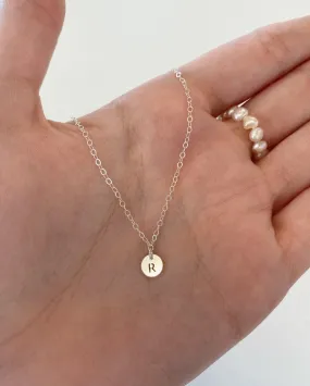 Letter Coin Necklace  - Sterling Silver