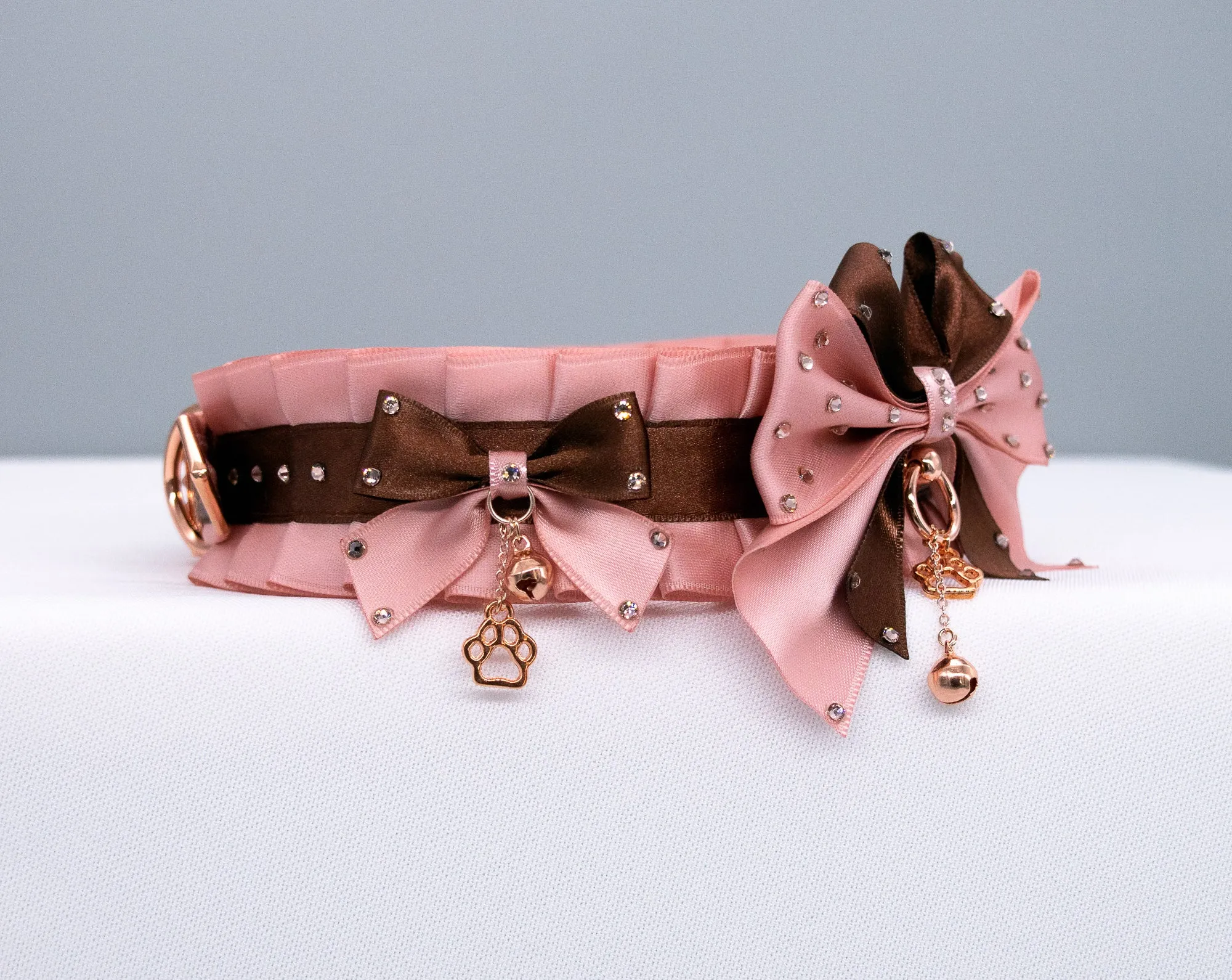 Limited - OOAK SET - 13" - 15" Mauve and Chocolate Puppy in Rose Gold