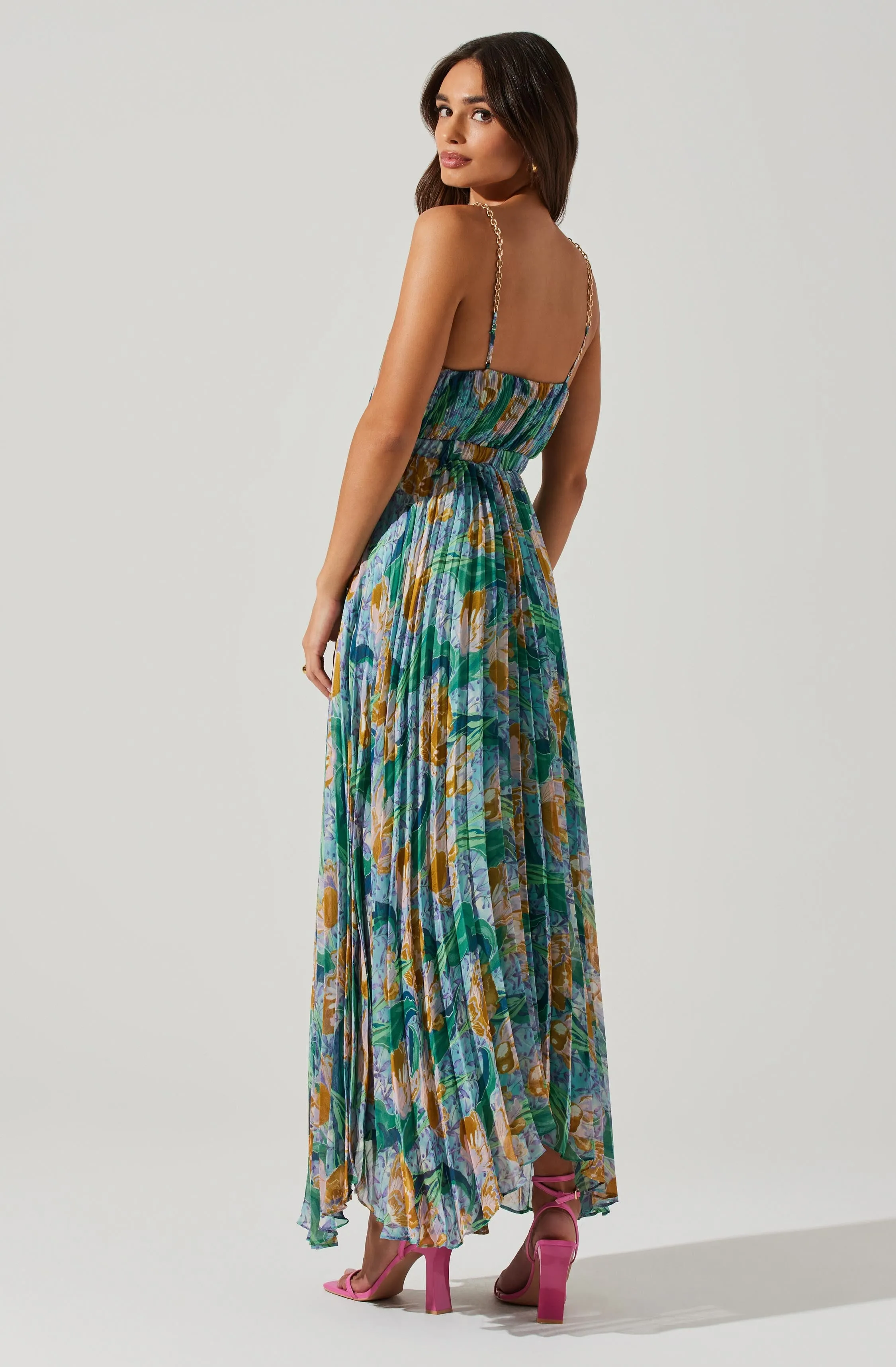 Loralee Pleated Floral Maxi Dress