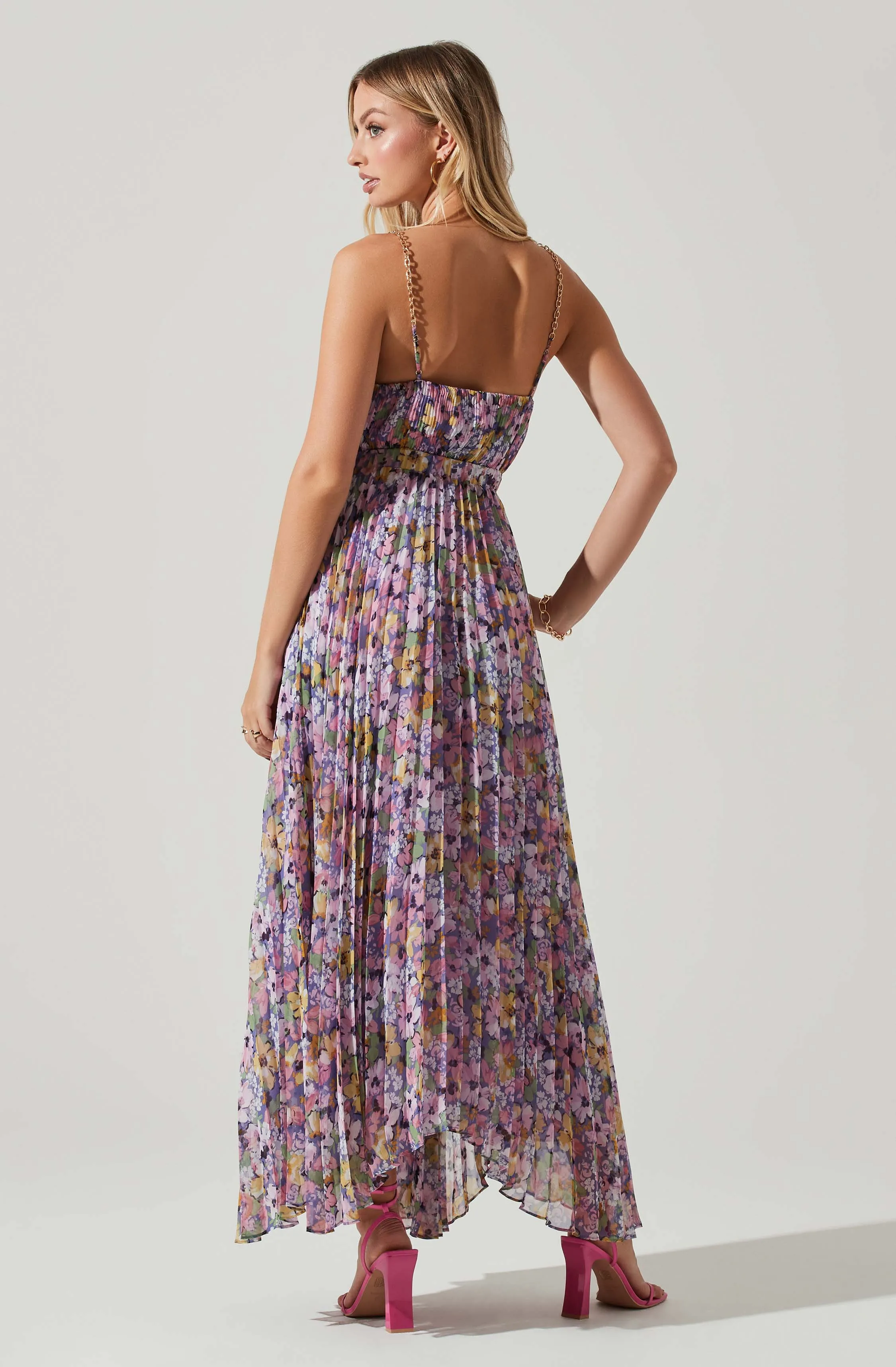 Loralee Pleated Floral Maxi Dress