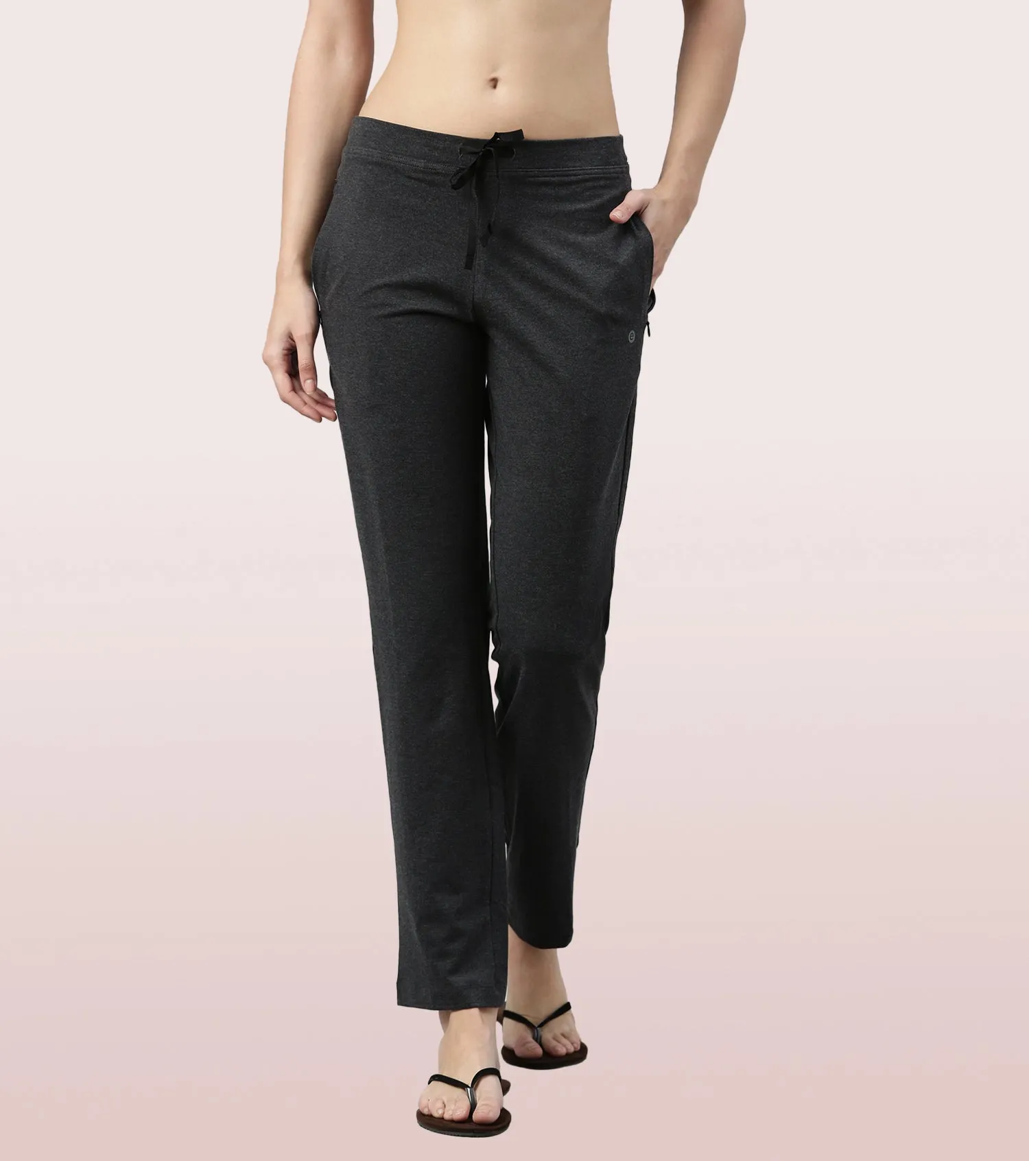 Lounge Pants | Basic Straight Leg Pants With Adjustable Drawstring And Zipper Pockets