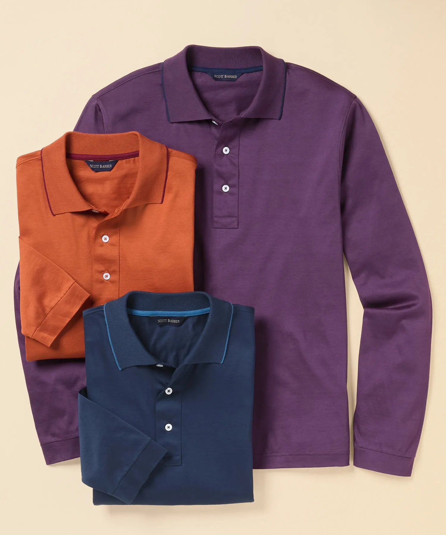 Luxe Long-Sleeve Mercerized Cotton Polo