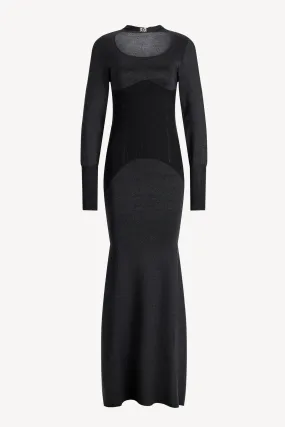 Maxikleid Fine Rib in Schwarz