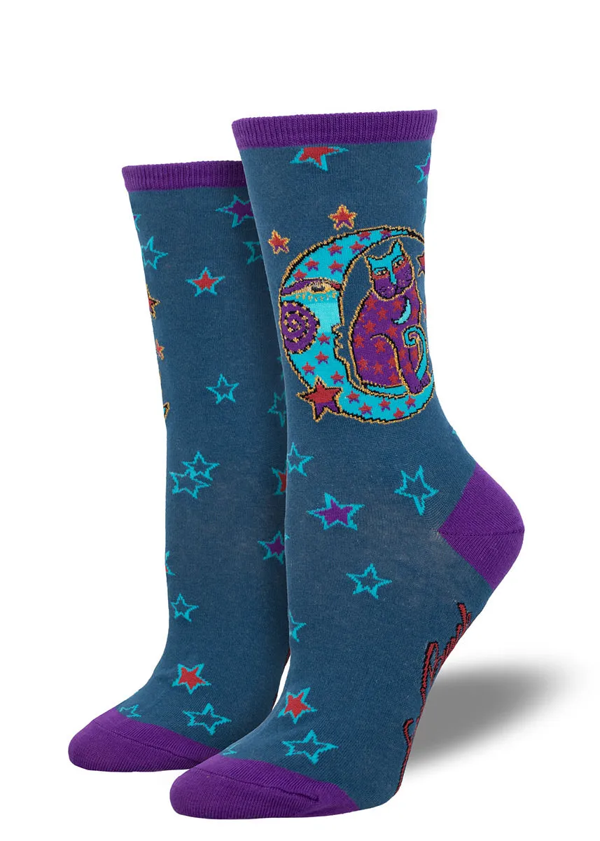 Moonside Cat Laurel Burch Socks