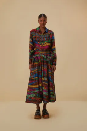 Multicolor Mirage Midi Skirt