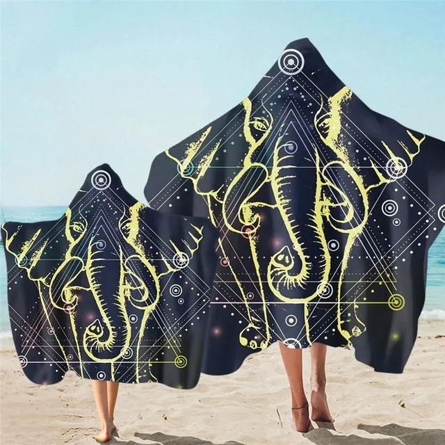 New Parent and Child Cute Cartoon Animal Print Hooded MicrofiberBeach Towel