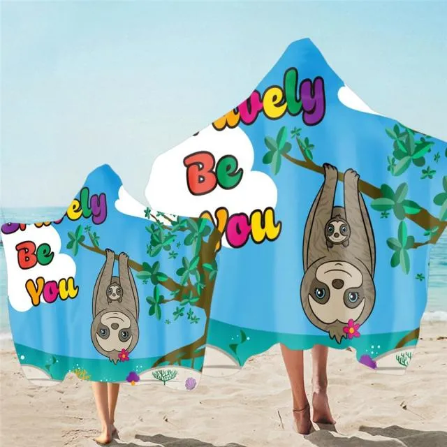 New Parent and Child Cute Cartoon Animal Print Hooded MicrofiberBeach Towel