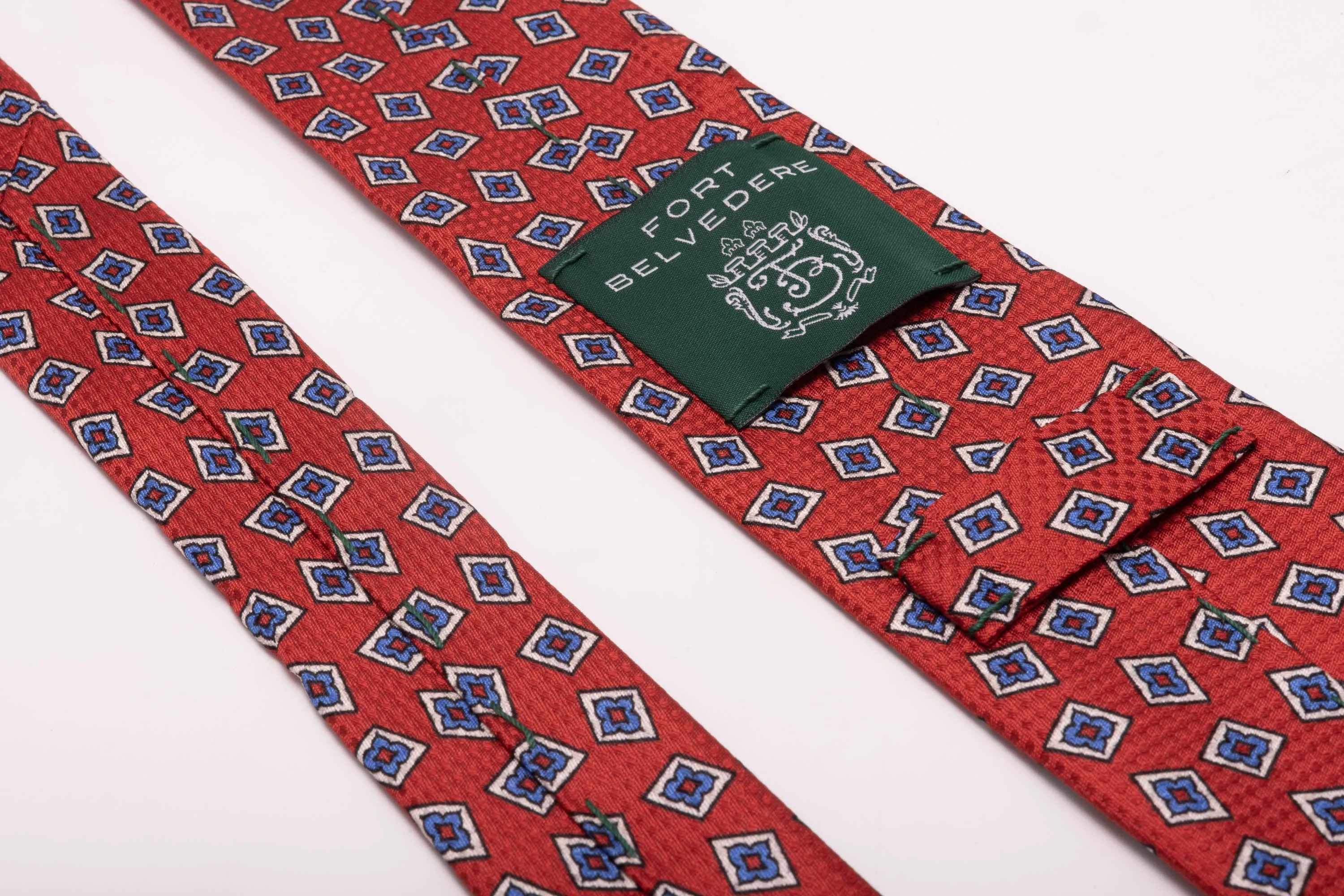 Orange-Red Diamond Printed Jacquard Woven Tie