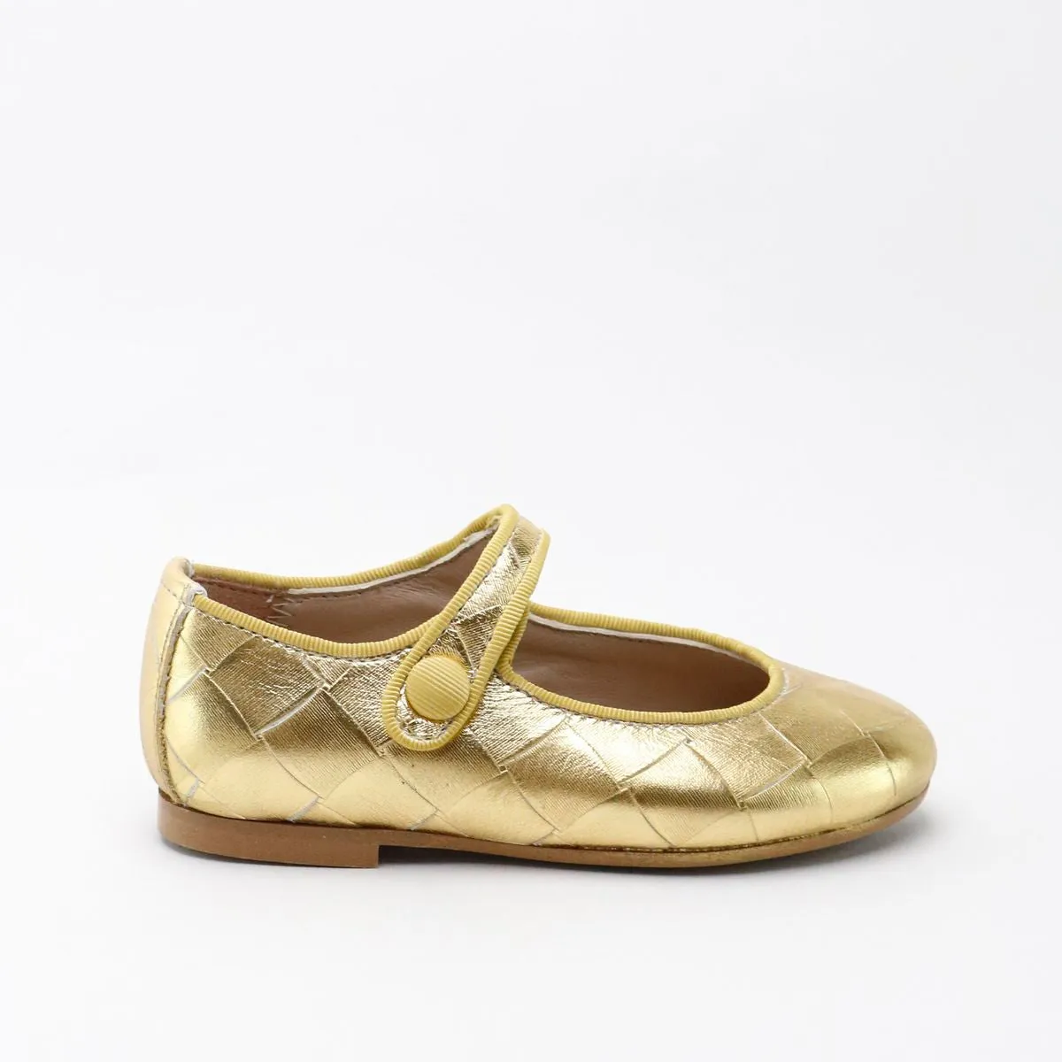 Papanatas Gold Metallic Weave Mary Jane