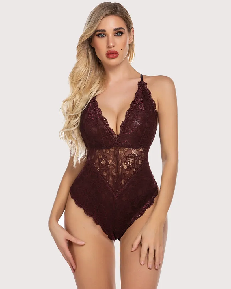 Pius Size Snap Crotch Lace Bodysuit