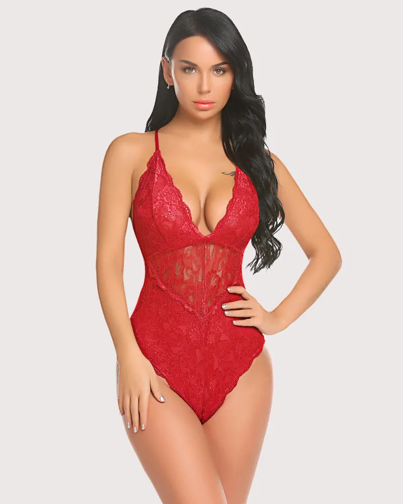 Pius Size Snap Crotch Lace Bodysuit