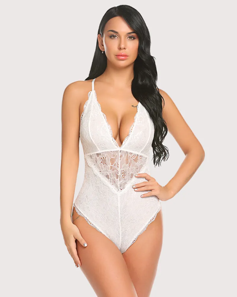 Pius Size Snap Crotch Lace Bodysuit