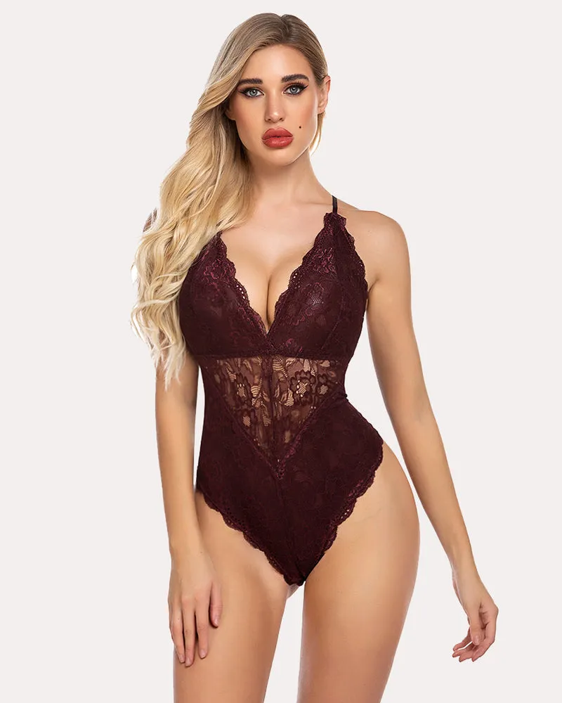 Pius Size Snap Crotch Lace Bodysuit