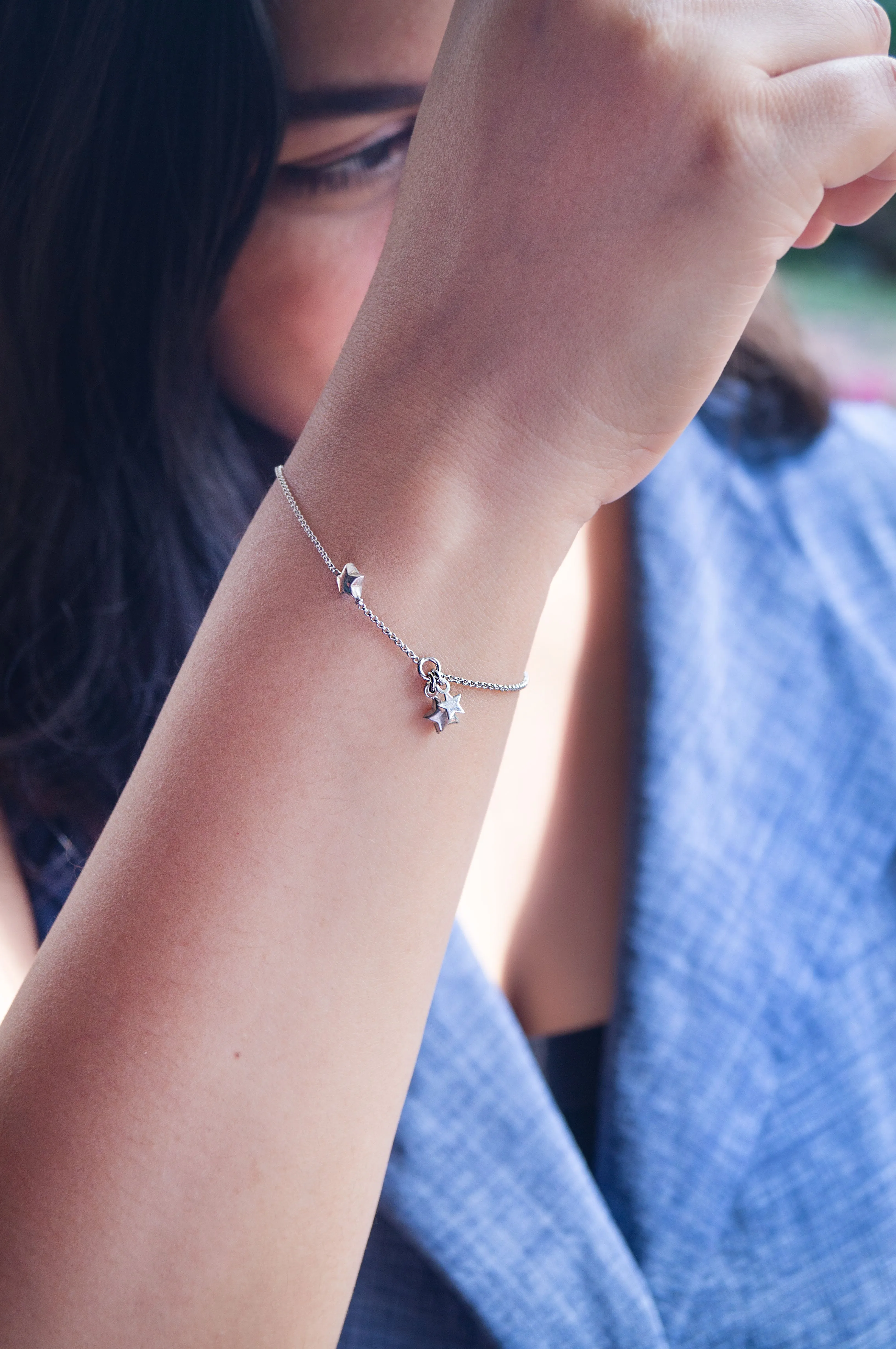 Playing With Stars Sterling Silver Chain Bracelet