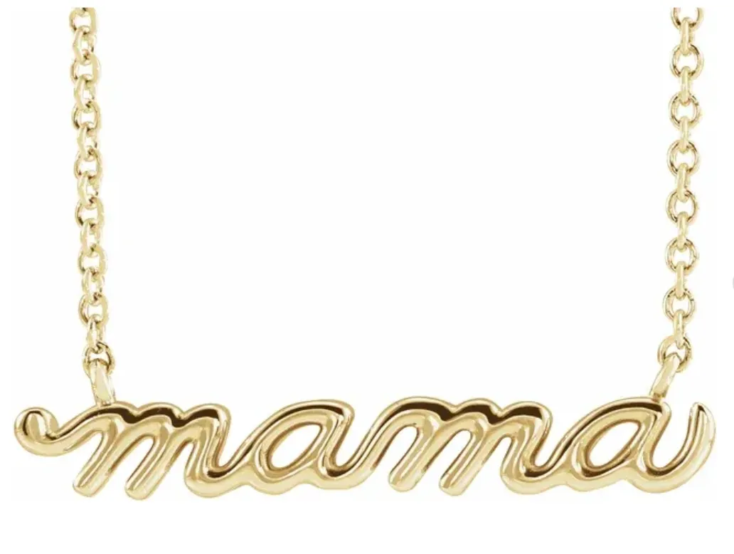 "Mama" Necklace, Mother's Day Gift, 14 Karat Yellow Gold