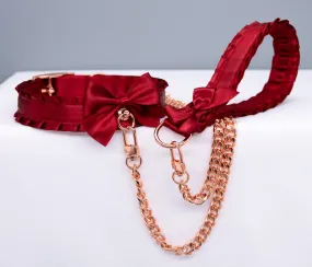 Red and Rose Gold Collar and Leash Set