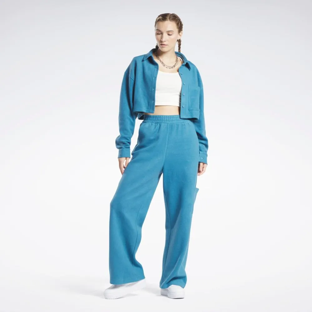 Reebok Apparel Women Reebok Classics Reverse Fleece Wide Leg Joggers STEBLU