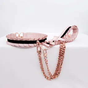 Rose Gold and Black Velvet Collar and Leash BDSM Set