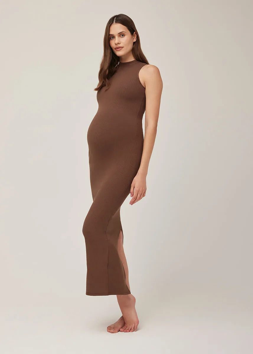 Sculpting Rib Mock Neck Maxi Dress