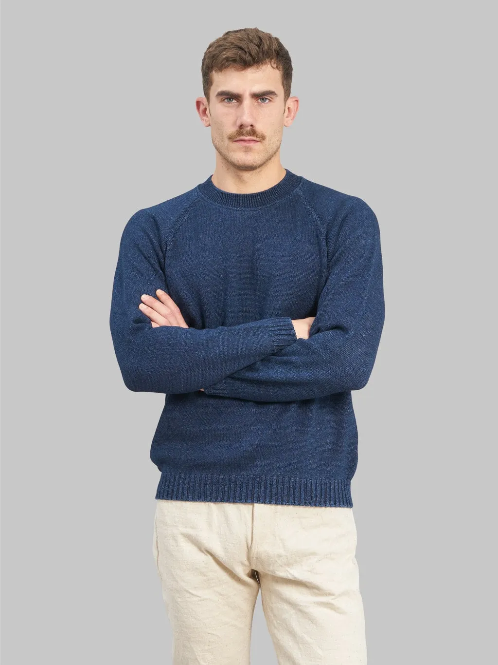 Seuvas Cotton Raglan Sweater Indigo