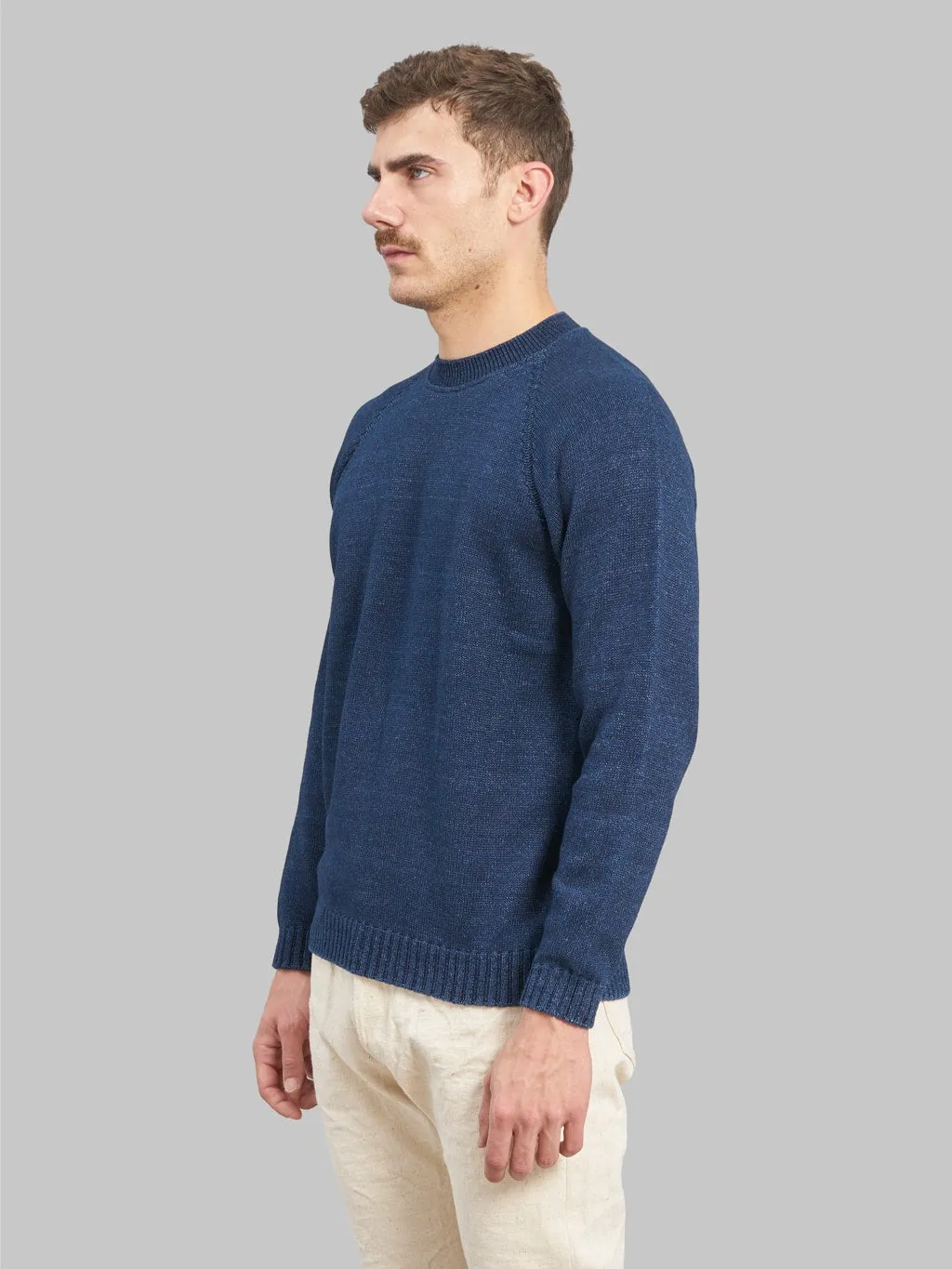 Seuvas Cotton Raglan Sweater Indigo