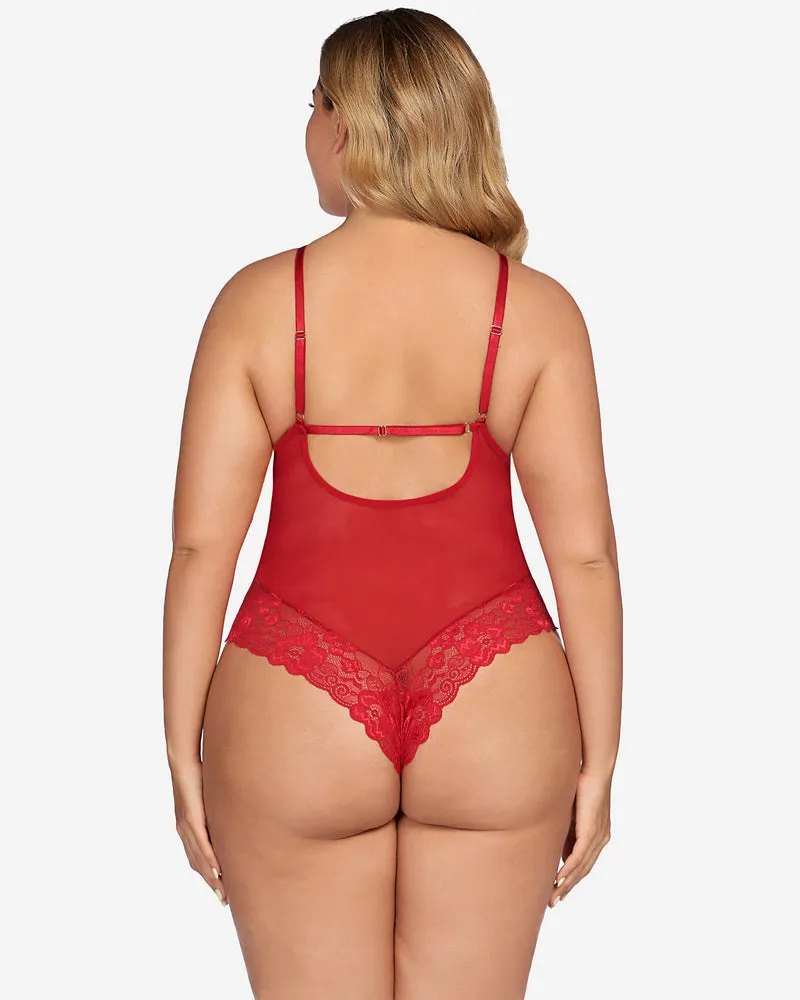 Snap Crotch Lace Teddy One Piece