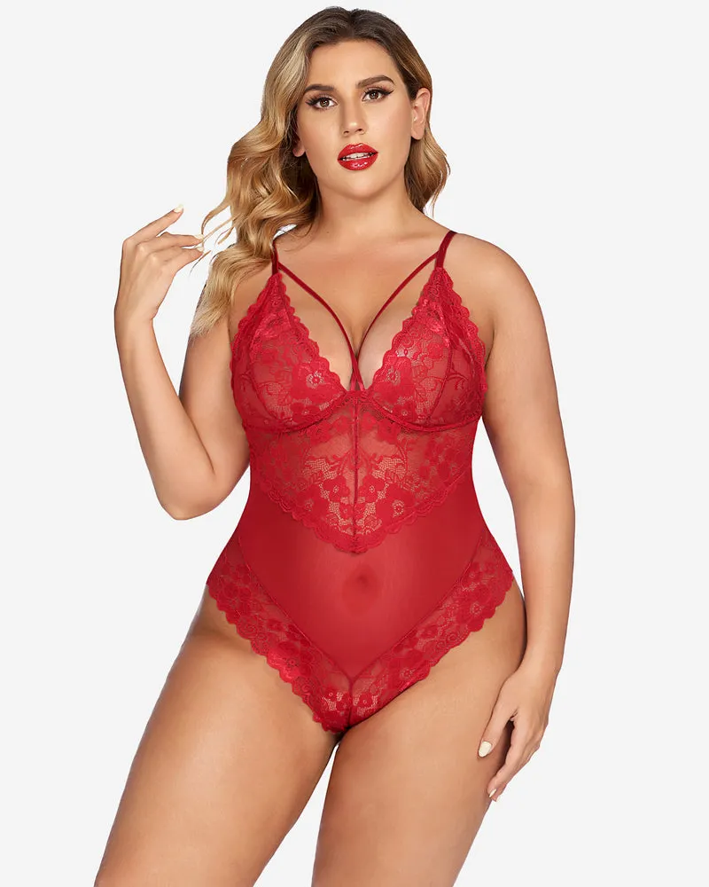 Snap Crotch Lace Teddy One Piece