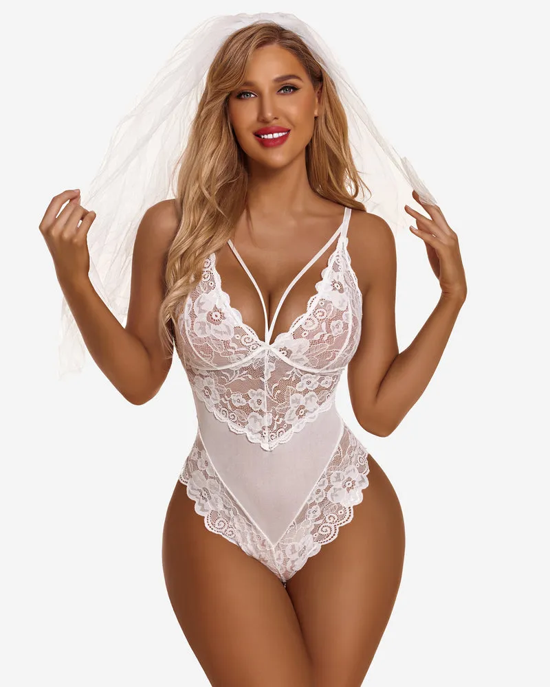 Snap Crotch Lace Teddy One Piece